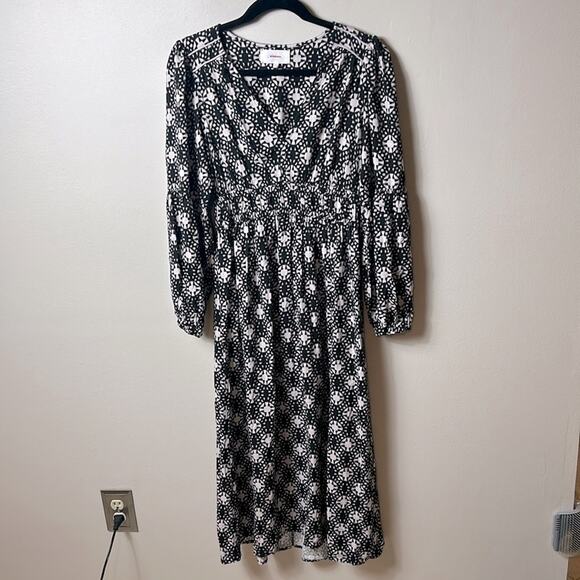 NEW Xirena Anabella black white mosaic print smocked waist dress in Octave Night - Picture 4 of 15